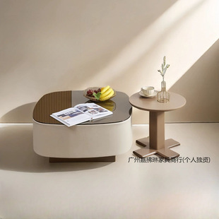 Italian Light Luxury Rock Plate Cream Modern Minimalist Living Room Household Small Apartment Combination Coffee Table New Style Side Table Internet Celebrity Style