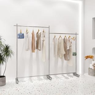 Clothing store display rack stainless steel floor-to-ceiling hanger women's clothing store clothes cylindrical island shelf display props