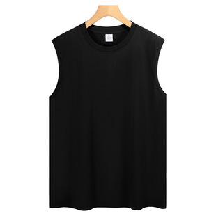 240g Cotton Vest Heavy Crewneck Vest Men's Summer Loose Leisure Fitness Sleeveless Crewneck