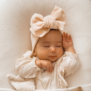 Infant oversized bow hair band children waffle knitted knotted headband care door hair accessories headdress flower
