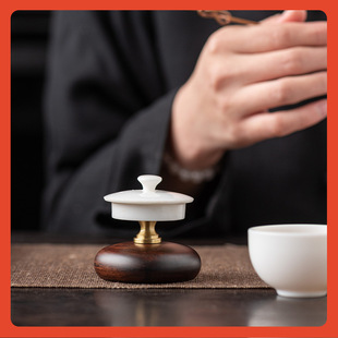 △ Ebony Copper Wooden Lid Pot Lid Holder Purple Sand Pot Lid Storage Rack Simple Tea Cover Bowl Tapot Tea Ceremony Matching