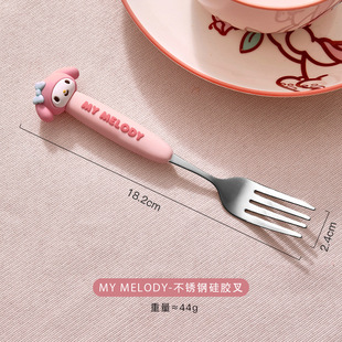 Sanrio HelloKitty из нержавеющей стали ложка для детей милый мультфильм еда маленький клык вилка набор для домашнего использования