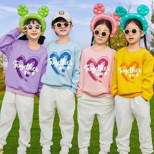 Children's Wear Diy Custom Children's Sweater Men's and Women's Printed LOGO fleece-lined Pullover Sweater Shirt Round Neck Long Sleeve Class Clothes