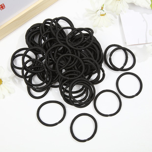 Cross-border 4mm black rubber band tie rope hair rope high elastic hair rope disposable durable seamless factory wholesale