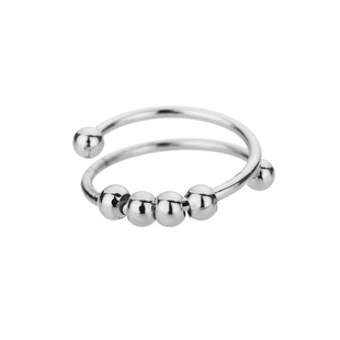Amazon new stainless steel oil pressure ring geometric double layer ring 18k gold men and women ring opening adjustable