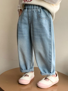 Girls' Jeans 2025 Spring and Autumn New Children's Loose Casual Straight Torre Pants Baby's Spring Fashionable Pants