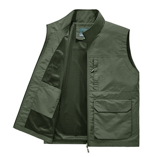 Men's casual vest waistcoat outdoor photography fishing vest men's middle-aged loose multi-pocket solid color vest