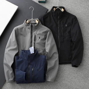 Jacket RL Pony Horse Embroidered Half High Collar Zipper Long Sleeve Vertical Collar Fleece Soft Shell Jacket Casual Jacket