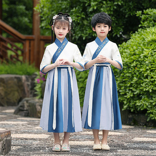 Одежда Госюэ для мальчиков Hanfu, книга с древними костюмами в китайском стиле, детская одежда, трехсимвольная сутра, правила ученика, детская одежда для выступлений для учащихся начальной школы