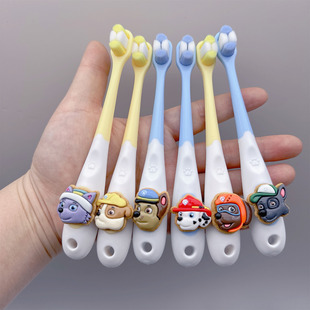 Wang Wang team children's cute toothbrush soft bristles 1 to 6 to 14 years old baby toothbrush cartoon belt toothbrush cover