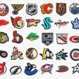 [Slip Buckle Set] 30 Pcs Nhl Hockey Team Hockey Hole Shoes Shoe Flower Shoe Buckle Shoe Decoration Set