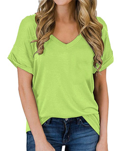 2022 cross-border foreign trade 3D color printing women's V-neck T-shirt Amazon independent station New source