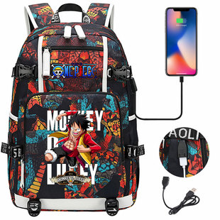 Цельный японский аниме Luffy USB большой емкости молодежный студенческий школьный рюкзак мужской и женский повседневный дорожный рюкзак