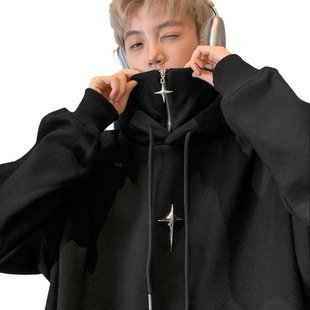 Fake Two-piece Hooded Sweater Men's Spring, Autumn and Winter American Style Trendy Brand Half Zipper Men's Jacket for Boys