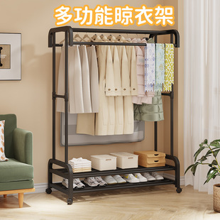 New Cross-border Simple Drying Rack Indoor Floor Household Movable Wheeled Internet Celebrator Bold Floor Drying Rack Yang
