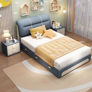 Durable Small Apartment with Drawer Girl Boy Bedroom Bed Single Bed Adult 1.2 m High-grade Bed Air Pressure Storage