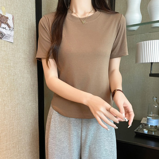 Short-sleeved T-shirt Women's Summer 2025 New Irregular Curved Spice Girl Short Short Slim-fit Slimming Western Style Top