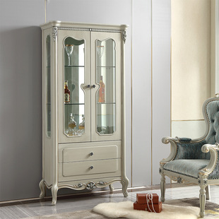 French Light Luxury Solid Wood Wine Cabinet Tv Cabinet Combination European Home Glass Display Cabinet Dining Room Furniture
