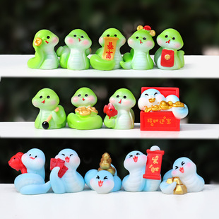 New Year Mascot Year of the Snake Zodiac Snake Baby Trendy Play Blind Box Resin Doll Micro Landscape Desktop Car Ornaments