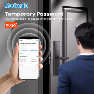 Fingerprint lock all-through combination lock anti-theft home entrance door graffiti APP remote management a hold open smart door lock