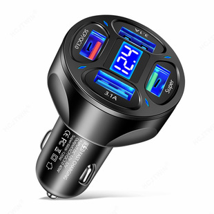 Быстрая зарядка 4USB с цифровым дисплеем автомобильное зарядное устройство QC3.0 прикуриватель 4.8A Automobile General 66W плюс коробка цвета