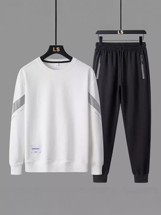Foreign Trade Spring and Autumn New Men's Casual Sweatshirt suit Round Neck Sweatshirt Pants Men's Fashion Brand Sportswear Two-Piece Set