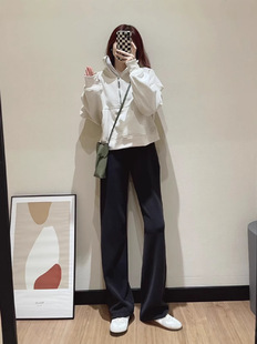 Jimo Original Lulu Same Soft Waxy Sagging Slim Thin Drawstring High Waist Straight Wide Leg Yoga Sports Pants
