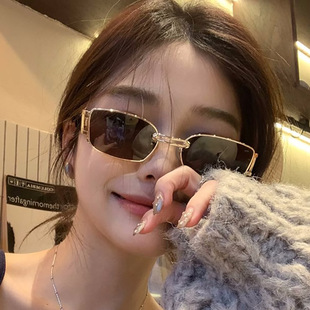 Internet celebrity style personalized hanging ring sunglasses trendy fashion hollow glasses men's and women's street concave shape selfie sunglasses