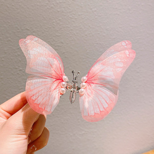 Children's 2023 New Moving Gradient Butterfly Hairpin Hair Clip Broken Hair Side Clip Headdress Little Girl Hair Accessories