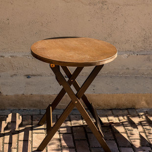 2I Vintage Solid Wood Table and Chair suit Living Room Balcony Square Table Small Apartment Household Dining Table Table Round Table Coffee Shop Tea