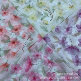 Pearl Chiffon Printing Small Floral Fabric Digital Printing Fabric Summer dress Garment Fabric Printing Factory