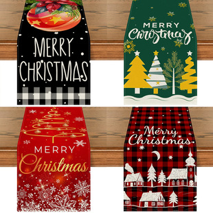 Cross-border Table Flag New Christmas Decorative Creative Printed Dining Table Decorative Cloth Christmas Holiday Restaurant Entrance Small Tablecloth