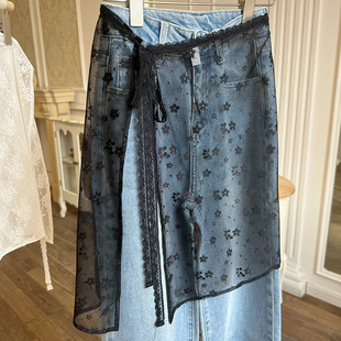 South Korea Niche Design Lace Lace Stacked Mesh Skirt Curtain Ambient Sense Gauze Skirt Lace Apron Skirt Fart Curtain