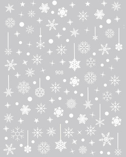 Foreign trade Christmas white snowflake nail stickers waterproof 3d small decals laser bronzing Christmas nail decoration stickers