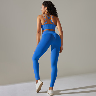 Cross-border Europe and the United States Seamless Tight Beauty Back Sports Underwear Breathable High Elastic Yoga Suit Running Fitness Two-piece Set