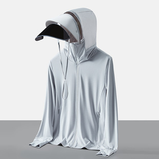 Sunscreen Clothing Women's Summer Lightweight Breathable Sunscreen Clothing with Big Hat Brim Outdoor Anti-UV Bike Skin Coat