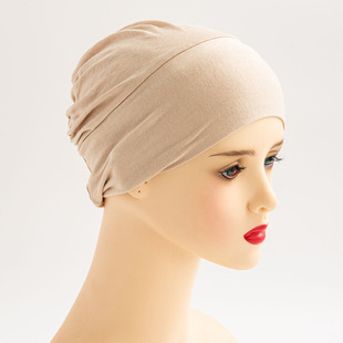 Women's turban cap mercerized cotton base cap Muslim pullover cap can hide hair elastic cap high elastic ball