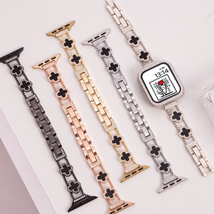 Применимо Apple Watch apple watch SE1-10 поколения Ultra модный четырехлистный металлический женский ремешок