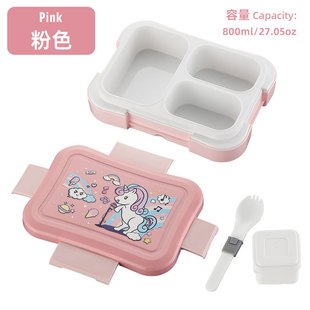 Amazon cross-border children's lunch box microwave oven student lunch box three-compartment non-flavor lunch box salad box