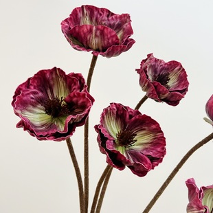 Yang-containing silicone surface single 2-head poppy flower artificial flower touch poppy flower wedding home decoration photography accessories