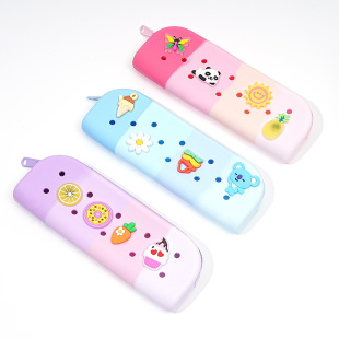 Factory Direct Sales Simple Large-capacity Pencil Case DIY Silicone Net Red Stationery Box Cute Creative Hole Pencil Case Wholesale