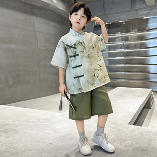 Children's Clothes Boys Summer Clothes Hanfu suit 2024 New Summer Big Children Tang Clothes Summer Boys Chinese Style Antique Style