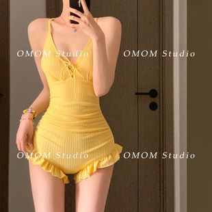 mosricci Sweet Fresh Flounces Korean Style Girl's Swimsuit Women's Cardigan Two-Piece Sun Protection and Meat Covering Set