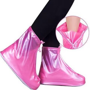 Middle barrel thickened waterproof shoe cover non-slip wear-resistant rain shoe cover men's and women's rainproof shoe cover zipper PVC shoe cover wholesale
