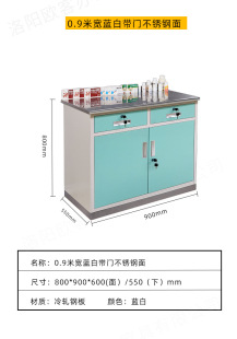 Blue and white color stainless steel face Western medicine cabinet 1.5 meter wide blue leucorrhea door medicine storage cabinet clinic diagnosis and treatment dispensing table