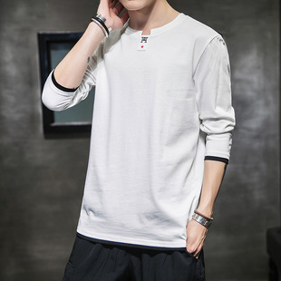 2024 Spring and Autumn New Men's Korean-style Long-sleeved T-shirt Fashionable Loose Instagram Popular Brand Top Clothes for Men Casual All-match