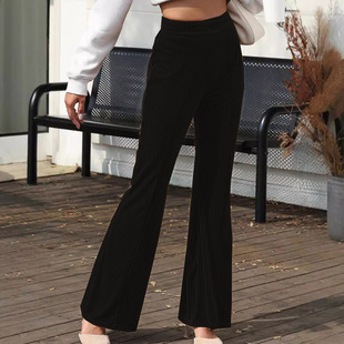 2024 Amazon Fall/Winter New Independent Station European and American Tiktok Fashion Solid Color High Waist Corduroy Flared Pants