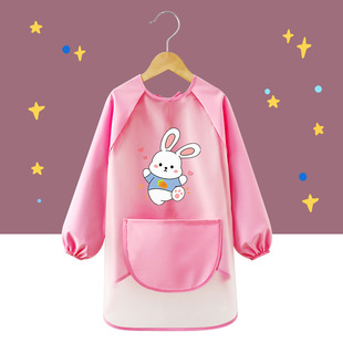 TPU wash-free long-sleeved children's painting clothes overalls waterproof anti-dirty kindergarten cartoon art apron reverse dressing