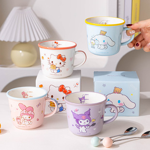 Sanrio кружка Керамическое молоко кофе с шкалой для завтрака Домашняя милая пара офисная питьевая чашка