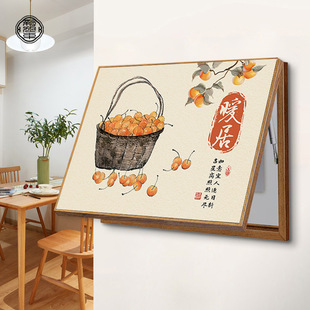 Warm House Hanging Painting New Chinese Style Electric Watch Box Decorative Painting No Punching to Cover Distribution Box Switch Box Restaurant Mural